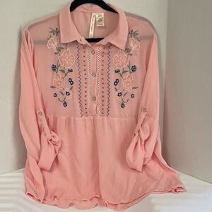 Simply Irresistible Pink Embellished Long Sleeve Blouse